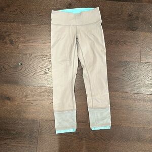 Blue and Grey Lululemon Leggings with Mesh Cuffs